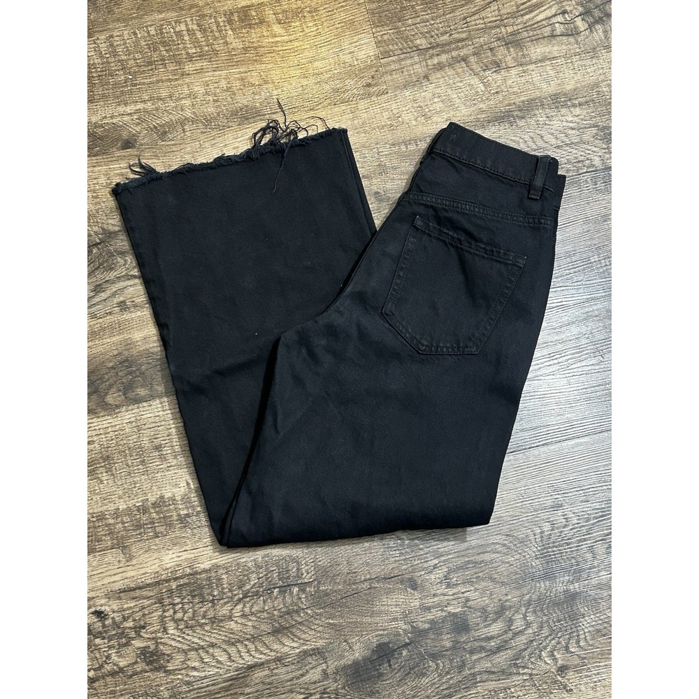 PacSun Women's Ultra High Rise Slim Jeans Size 24‎ Black Distressed Button Fly